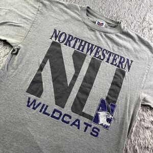 Vintage Northwestern Wildcats Shirt Mens Large Gray Purple Short Sleeve NU 90s